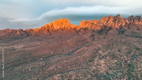 Spectacular Scenery Of The Organ Mountains In Sunlight. La Sierra de los Órganos In New Mexico, United States. wide photo