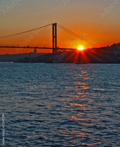 Tela bosphorus bridge at sunset