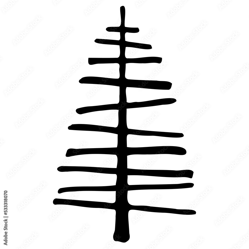 Hand-drawn Sketch of stylized Christmas tree on a white background. New year element Hand-drawn Sketch of stylized Christmas tree on a white background. New year element