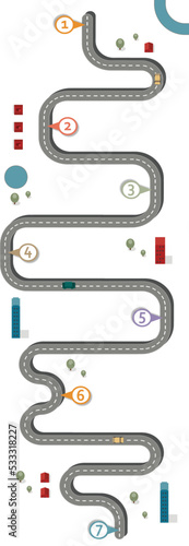 Business workflow roadmap, infographic flat lay style,  in 25:9 upright, long, high, panel, portrait format on white without text background with 4 check points