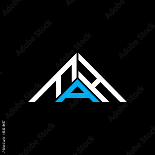 FAH letter logo creative design with vector graphic, FAH simple and modern logo in triangle shape. photo