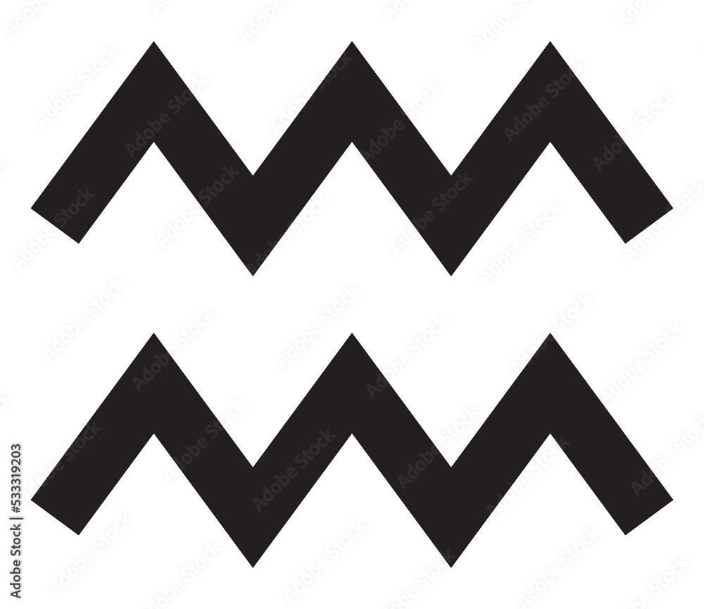 Aquarius. Zodiac sign. Astrological calendar. Zodiacal black and white horoscope. Line symbol Aquarius. Zodiac sign. Astrological calendar. Zodiacal black and white horoscope. Line symbol