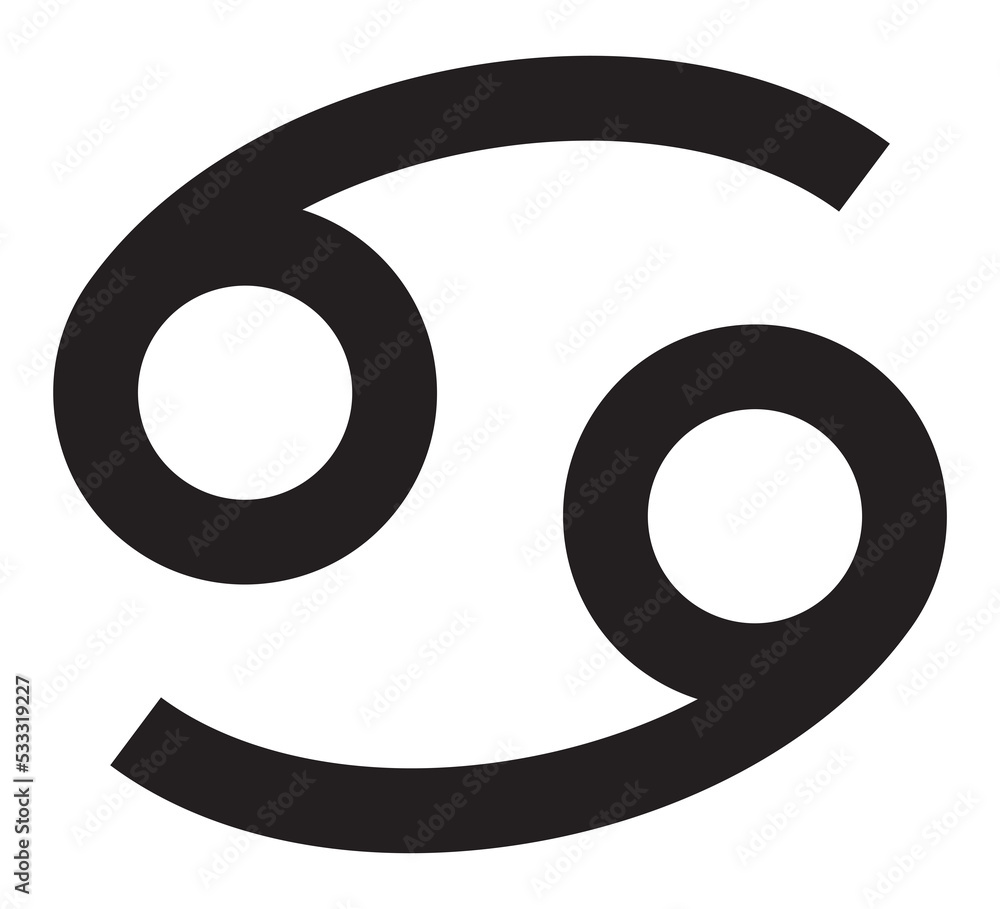 Cancer. Zodiac sign. Astrological calendar. Zodiacal black and white horoscope. Line symbol Cancer. Zodiac sign. Astrological calendar. Zodiacal black and white horoscope. Line symbol
