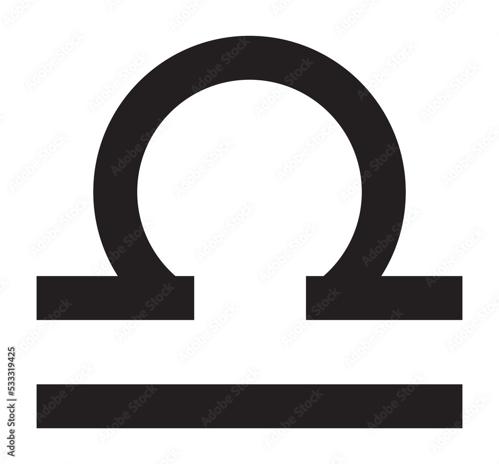 Libra. Zodiac sign. Astrological calendar. Zodiacal black and white horoscope. Line symbol Libra. Zodiac sign. Astrological calendar. Zodiacal black and white horoscope. Line symbol