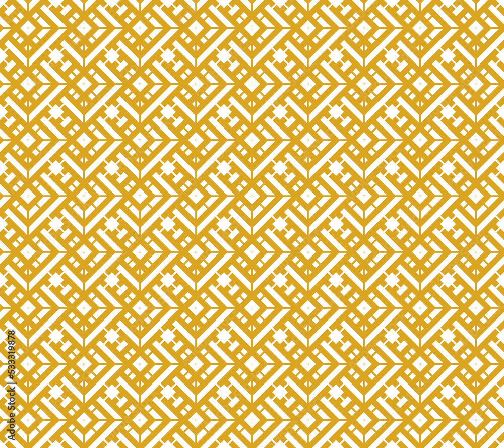 illustration of a pattern, polygonal color, golden seamless. Geometric shapes overlap beautifully. Patterns for textiles, tiles and fabrics
