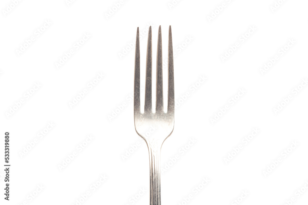 Silver dining fork isolated on white background Silver dining fork isolated on white background