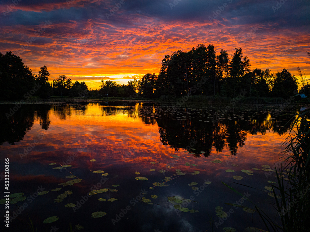 sunset over lake