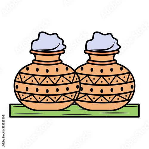 buttermilk in clay pot Concept,  unglazed or glazed pottery vector color icon design, Farm and Gardening symbol, villagers life Sign, countryside and Livestock stock illustration