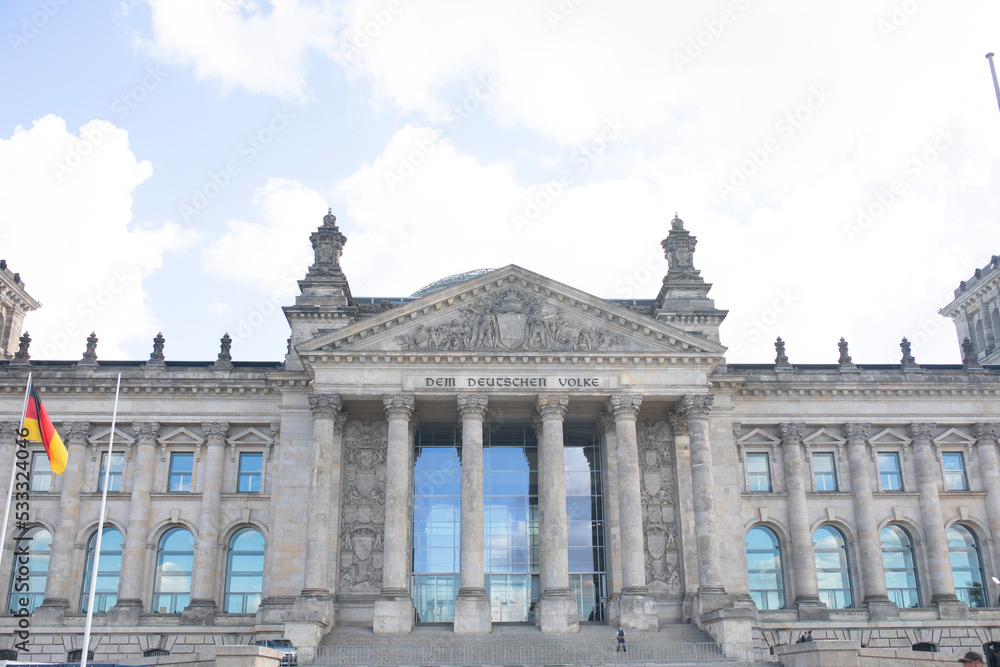 Reichstag building, seat of the German Parliament (Deutscher Bundestag) in Berlin, Germany.