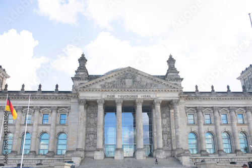 Reichstag building, seat of the German Parliament (Deutscher Bundestag) in Berlin, Germany.