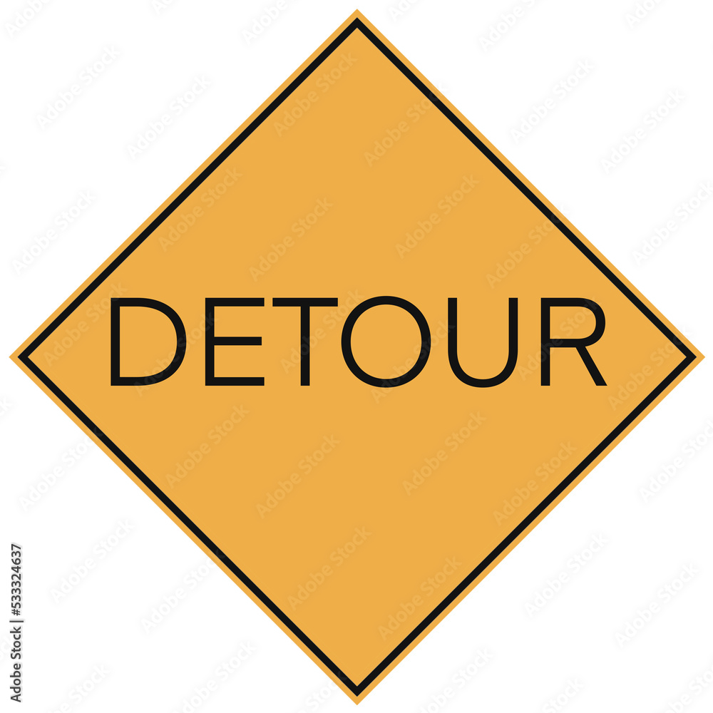 Transparent Road Sign Detour Yellow Transparent Road Sign Detour Yellow