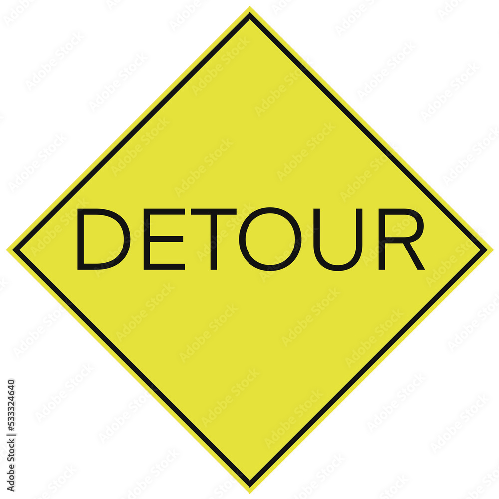 Transparent Road Sign Detour Neon Transparent Road Sign Detour Neon