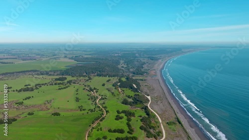  Aerial high view over Santo Domingo coastline landscape, The Tricao Park, lagest ecologic preserve in South America. photo