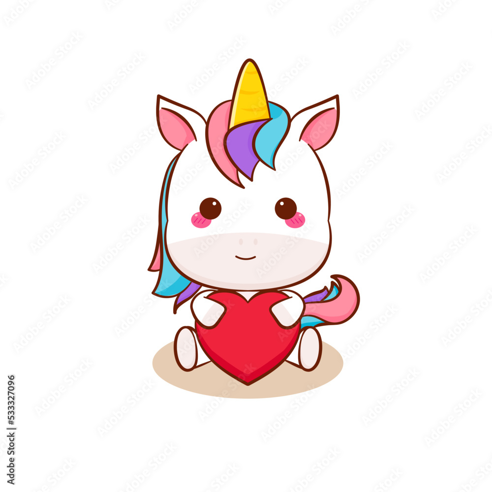 Cute magical pegasus unicorn cartoon with love heart vector. Pony cartoon kawaii animal. Isolated on a white background. Cute magical pegasus unicorn cartoon with love heart vector. Pony cartoon kawaii animal. Isolated on a white background.