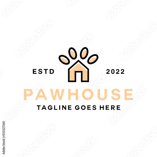 Paw House animal Logo vector design graphic emblem