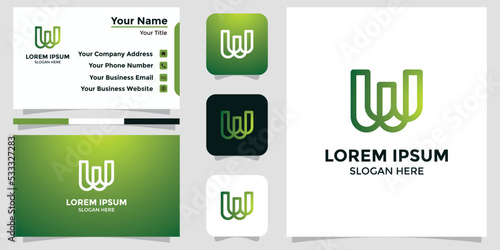 letter W design logo and branding card