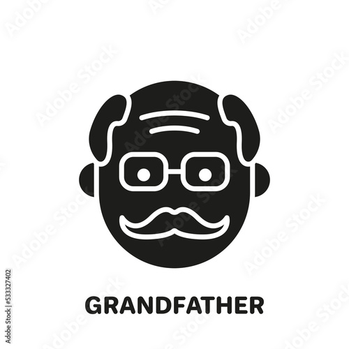 Happy Grandpa Face Silhouette Icon. Old Senior Person Pictogram. Old Grandfather Icon. Retirement Concept. Isolated Vector Illustration