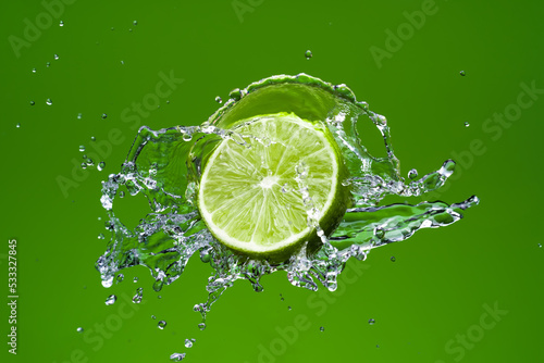 Fresh lime and water splash