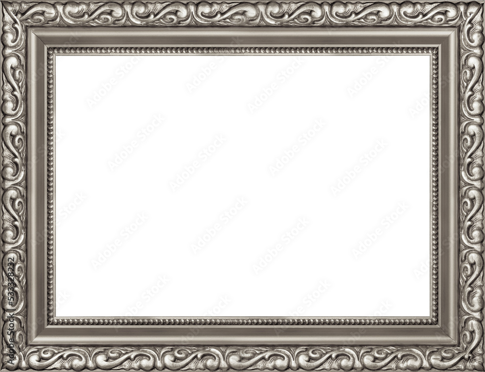 Silver plated empty decorative ornament frame, use horizontal or vertical isolated