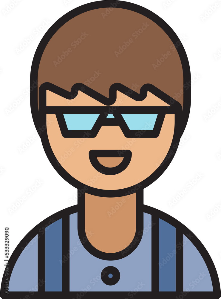 nerd boy student icon