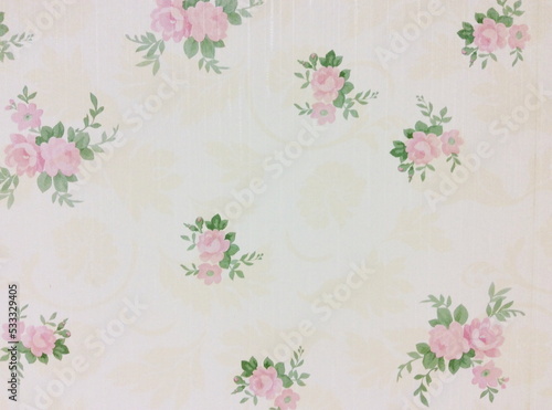 Fragment of colorful retro tapestry textile pattern with floral ornament useful as background