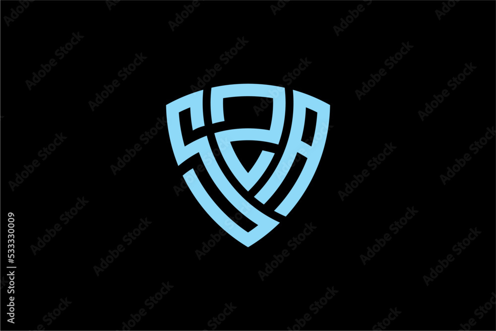 Naklejka premium SZA creative letter shield logo design vector icon illustration
