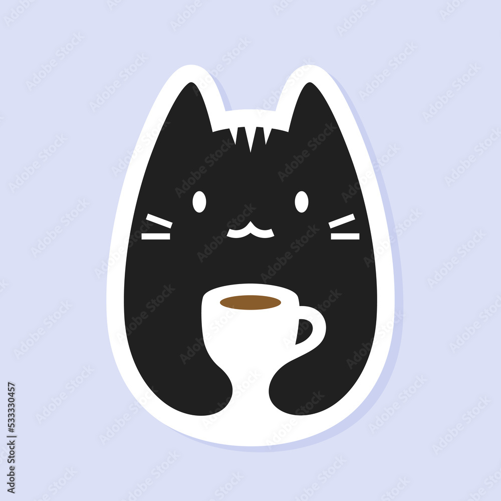 Fotografie Kawaii coffee cat sticker