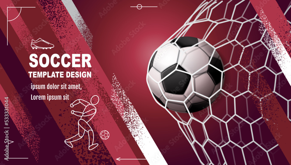 Vecteur Stock Soccer Layout template design, football, Purple magenta tone,  sport | Adobe Stock