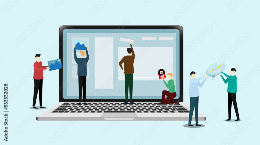 Fototapeta premium flat vector business team working and project collaboration process teamwork concept illustration 