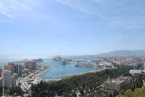 Malaga port from Gibralfaro lookout, Malaga, Spain photo