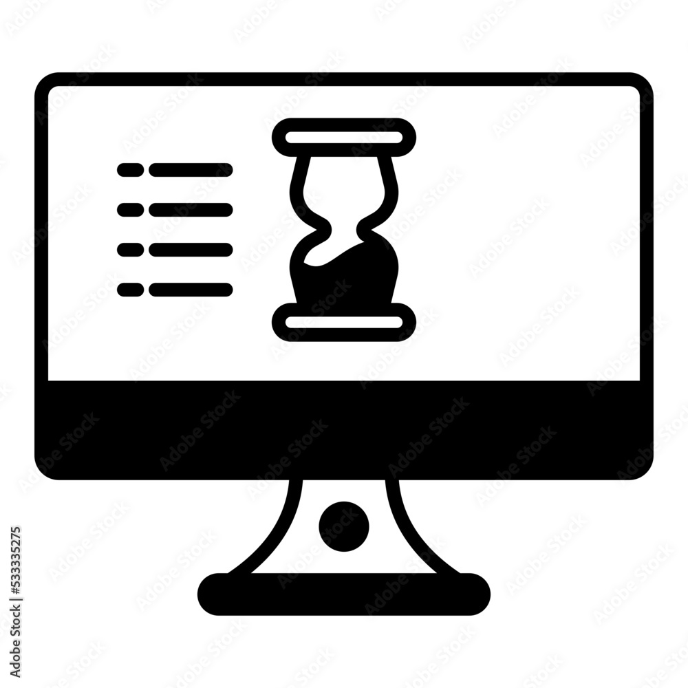 loading hourglass on computer monitor loading hourglass on computer monitor