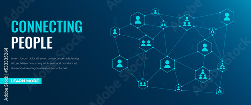 Connecting people network horizontal banner template design.