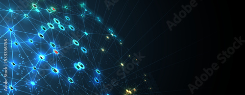 internet digital security technology concept for business background. Lock on circuit board