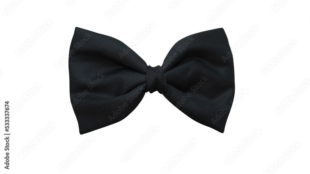 Simple hair bow in beautiful black color made out of cotton fabric with white background Simple hair bow in beautiful black color made out of cotton fabric with white background