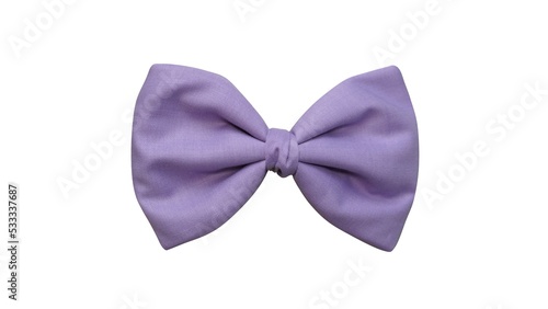 Simple hair bow in beautiful purplecolor made out of cotton fabric with white background photo