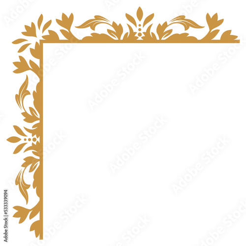 luxury gold floral label frame with damask pattern