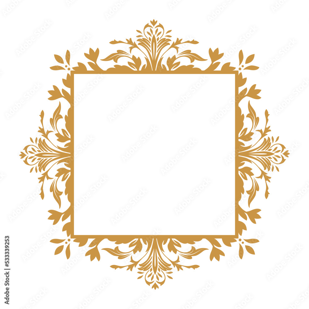 luxury gold floral label frame with damask pattern luxury gold floral label frame with damask pattern