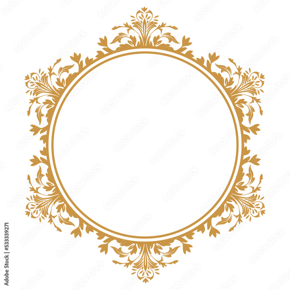 luxury gold floral label frame with damask pattern luxury gold floral label frame with damask pattern