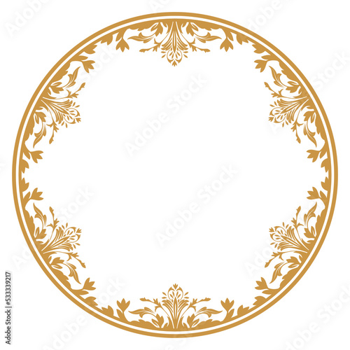 luxury gold floral label frame with damask pattern