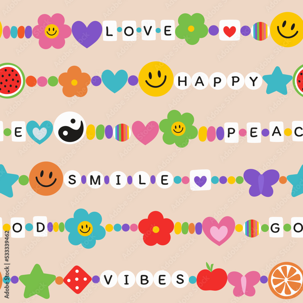 Фотография Seamless pattern with old school retro friendship bracelets