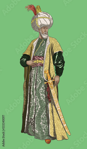 Drawing turkish dress for men, traditional, art.illustration, vector