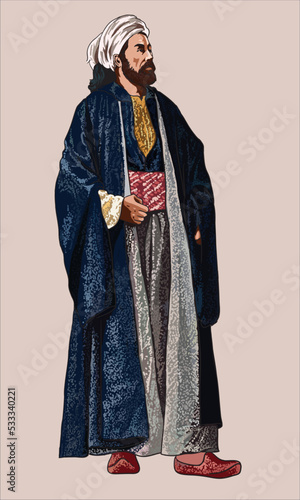 Drawing turkish male costumes,traditional clothes, art.illustration, vector