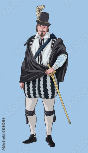 Drawing fashion in france, renaissance, art.illustration, vector