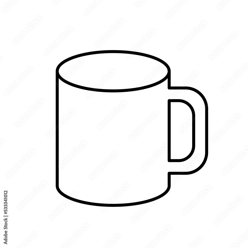 Classic mug outline vector black icon. EPS 10..... Isolated simple illustration. Cup symbol on white. Mugs for tee, cofe. Suitable for cafes teahouses. Drink bars restaurants interior decorations logo Classic mug outline vector black icon. EPS 10..... Isolated simple illustration. Cup symbol on white. Mugs for tee, cofe. Suitable for cafes teahouses. Drink bars restaurants interior decorations logo