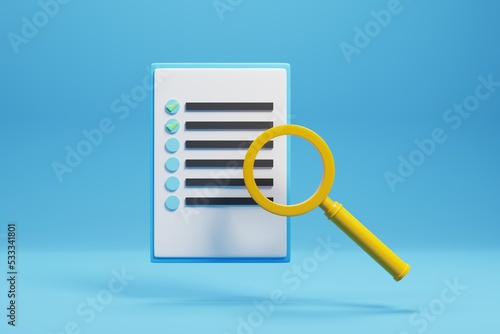 3d paper checklist clipboard icon isolated on blue background