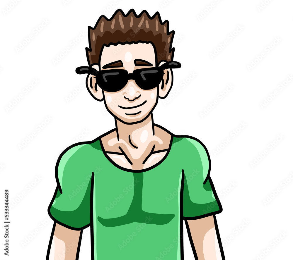 Stylized Handsome Young Man With Sunglasses Stylized Handsome Young Man With Sunglasses