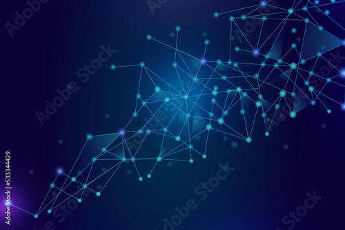 Blue network. Abstract connection on blue background. Network technology background with dots and lines for desktop. Ai background. Modern abstract concept. Ai background vector, network technology