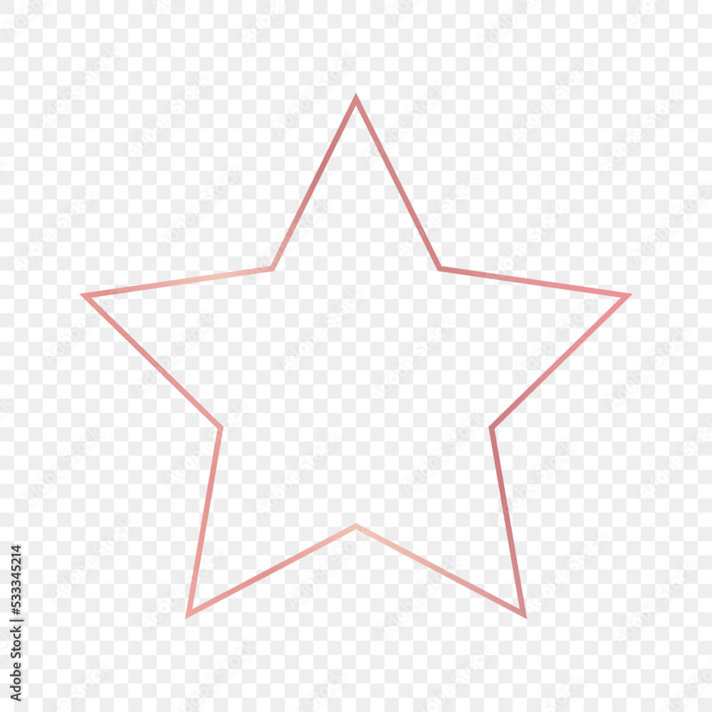 Rose gold glowing star shape frame