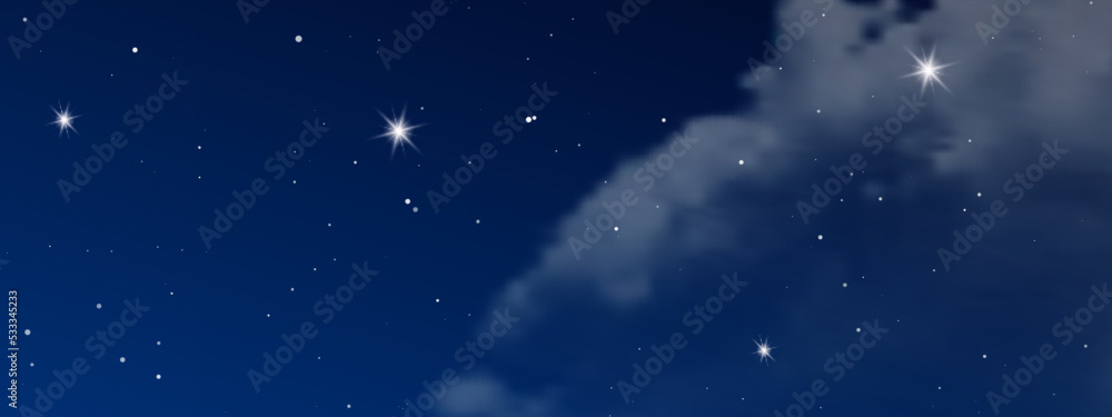 Night sky with clouds and many stars