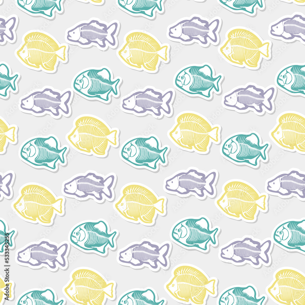 Sticker vector pattern with fish skeleton. Sticker vector pattern with fish skeleton.